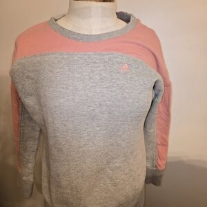 Adidas Girl's Pink and Gray Crew Neck Sweater